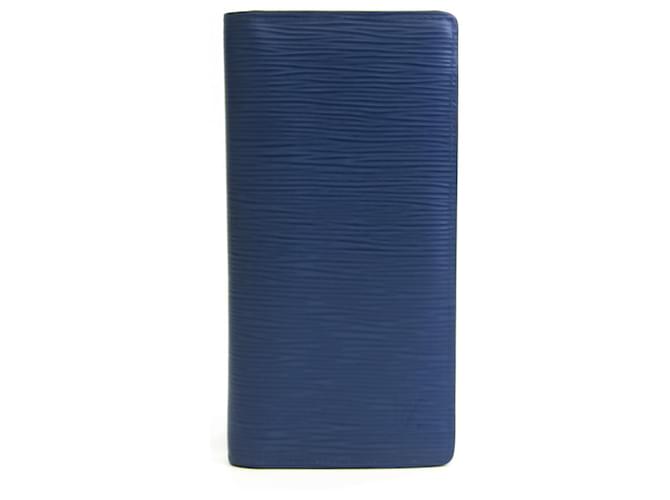 Louis Vuitton Portefeuille Brazza Blue Leather  ref.565978