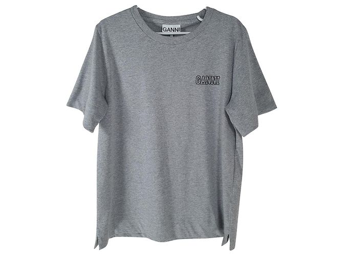 Ganni T-Shirt in Grau Baumwolle