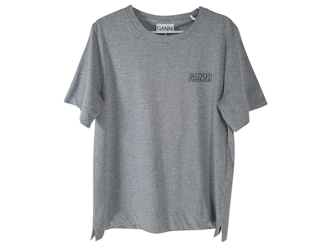 Ganni Top Grigio Cotone Poliestere  ref.566105