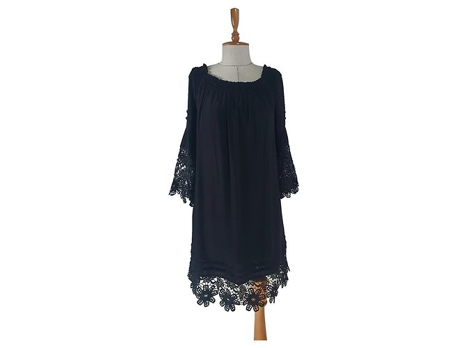 Hale Bob Spitzenkleid in Schwarz aus Viscose
