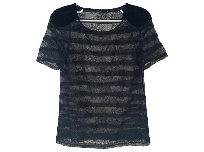 Tara Jarmon Blusa de encaje negra Negro