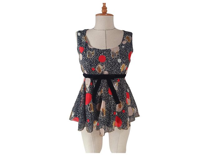 Top Anna Sui in seta multicolore
