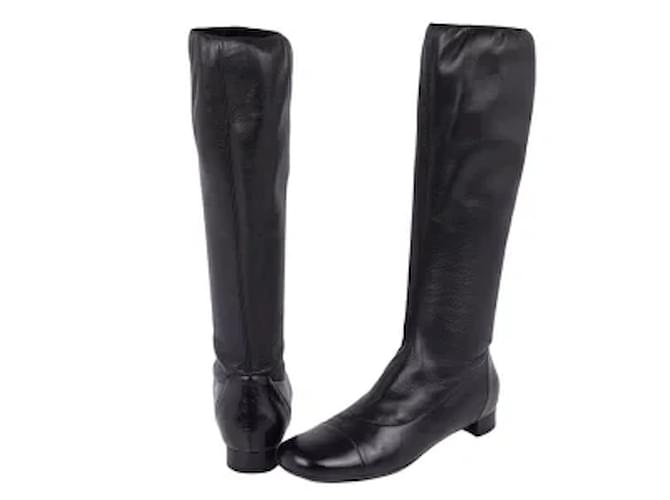 Chanel Boots Black Leather  ref.566156