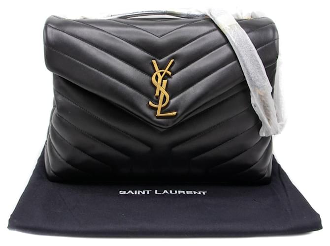 Yves Saint Laurent YSL LouLou Small Shoulder Chain Bag Black Gold Matelasse