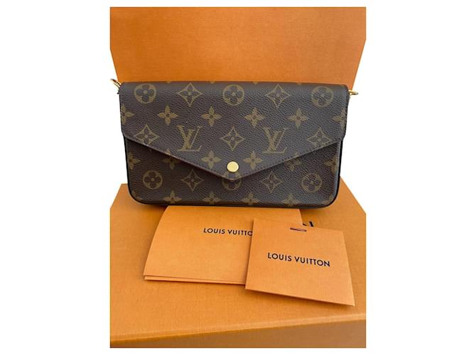 Bolsa Louis Vuitton Felicie Marrom Leatherette  ref.566169