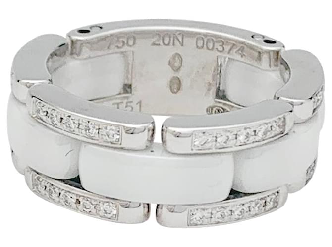 Anel de Chanel, "Ultra", OURO BRANCO, cerâmica branca, diamantes. Cerâmico  ref.566183