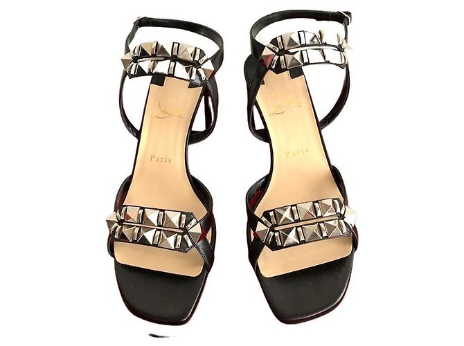 Sandali Christian Louboutin in pelle nera Nero