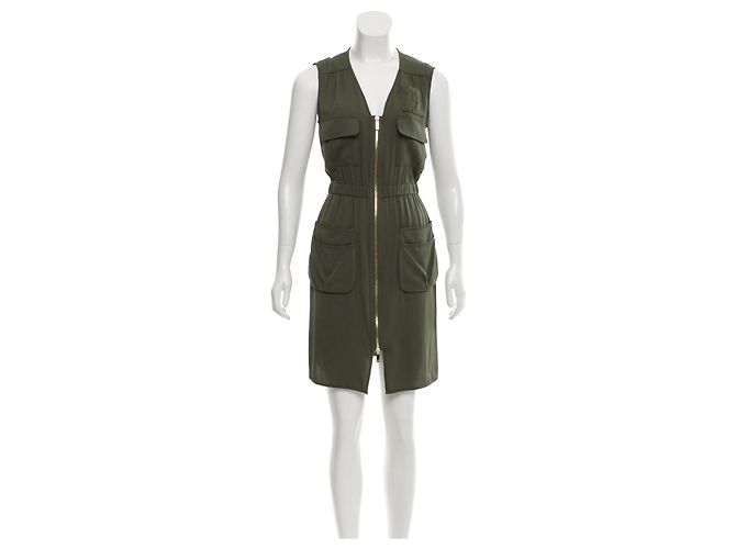 Diane Von Furstenberg Vestido DvF Ada de seda verde oliva