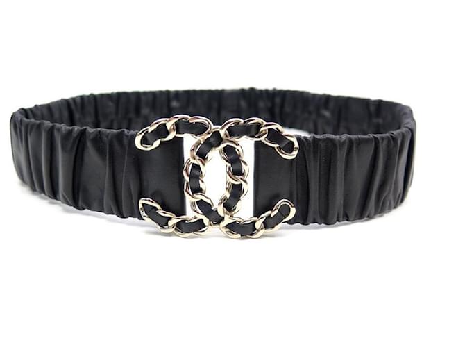 NEW CHANEL BELT SIZE 38 70 a 100 CC LOGO CHAIN & BLACK LEATHER NEW
