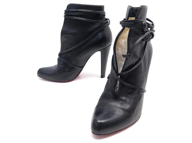 CHRISTIAN LOUBOUTIN SHOES BOOTS WITH HEELS 38 BLACK LEATHER BOOTS SHOES  ref.566237