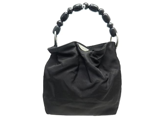 CHRISTIAN DIOR LADY MALICE PERLA PM BLACK CANVAS HAND BAG PURSE Cloth  ref.566268