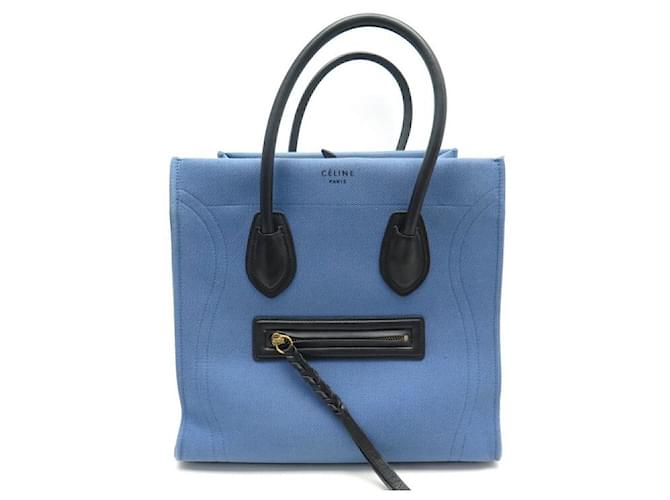 Céline CELINE LUGGAGE PHANTOM MINI CABAS IN BLUE CANVAS HAND BAG Cloth  ref.566299