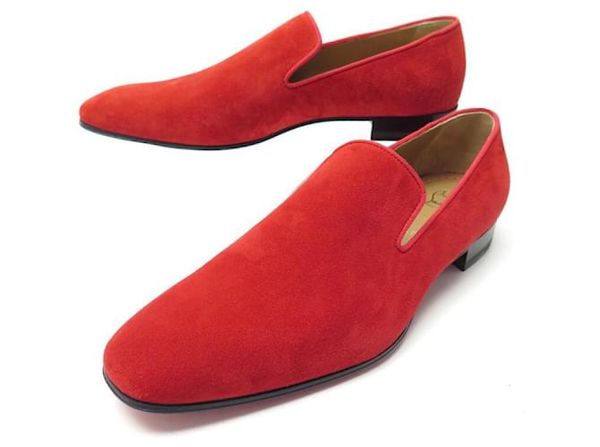 NEW CHRISTIAN LOUBOUTIN DANDELION MOCCASIN SHOES 41.5 SUEDE SHOES Red  ref.566316