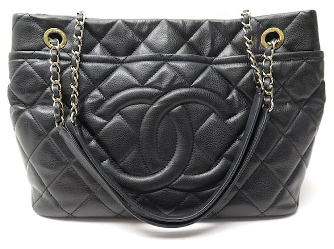 CHANEL CABAS SHOPPING M HAND BAG IN BLACK QUILTED CAVIAR LEATHER HAND BAG  ref.566336 - Joli Closet