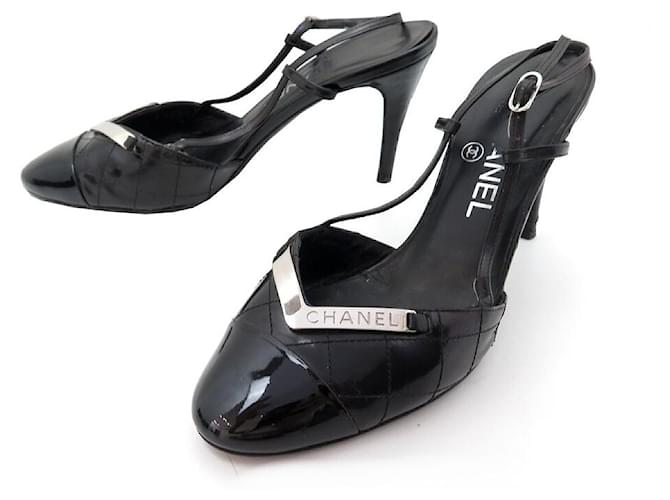 CHANEL PUMPS G SHOES26082 38 BLACK QUILTED LEATHER LEATHER SHOES  ref.566367