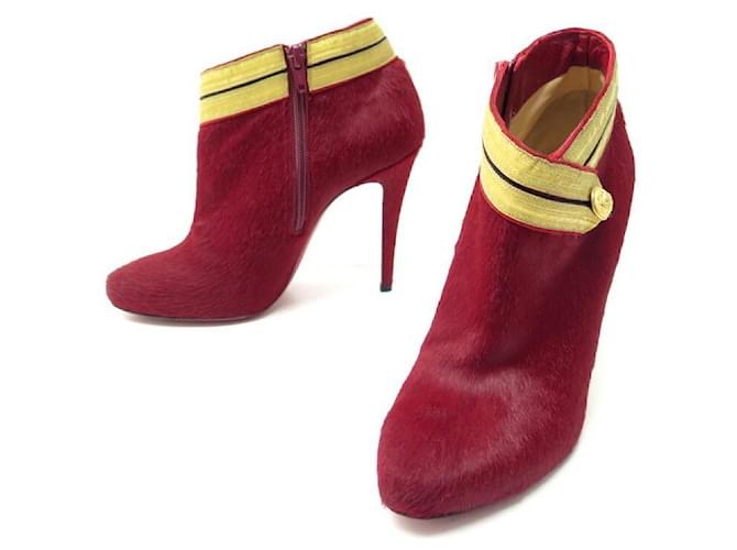 NEW CHRISTIAN LOUBOUTIN SHOES MARYCHAL BOOTS 40 FOAL NEW SHOES Red Pony-style calfskin  ref.566390