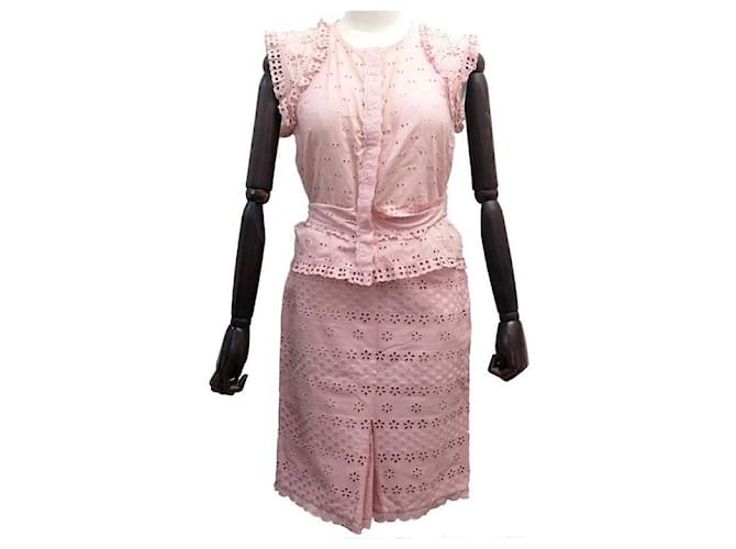 LOUIS VUITTON SET HIGH TOP + ENGLISH EMBROIDERY SKIRT M 40 PINK