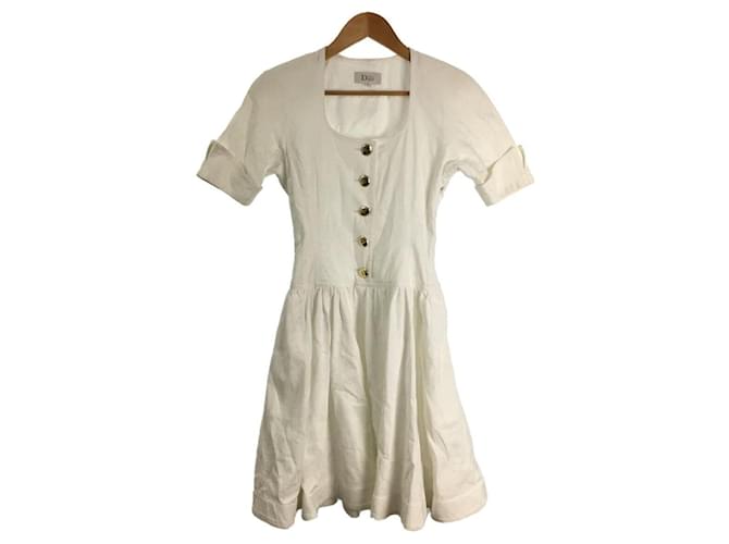 Christian Dior Short sleeve dress / S / cotton / white / miss dior  ref.566881