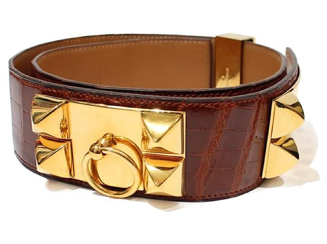 Hermès Belts Brown Gold hardware Leather  ref.566889