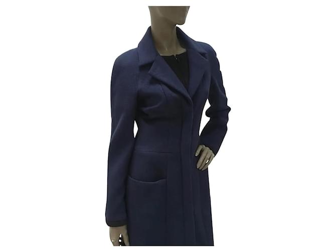 Cappotto in seta blu navy di Chanel Blu scuro  ref.566972