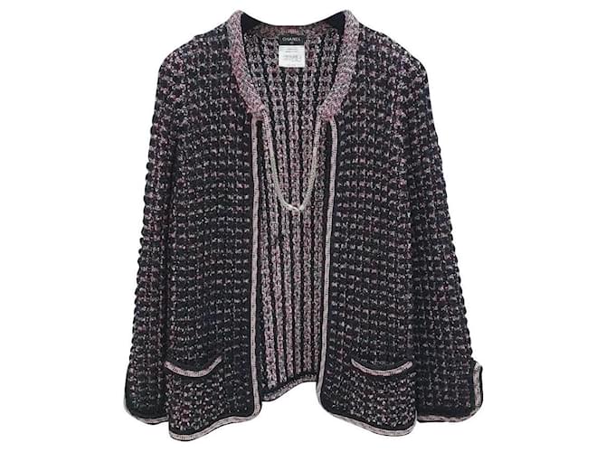 Chanel 12Veste cardigan en tricot à chaîne S Sz.44 Tweed Multicolore  ref.566982