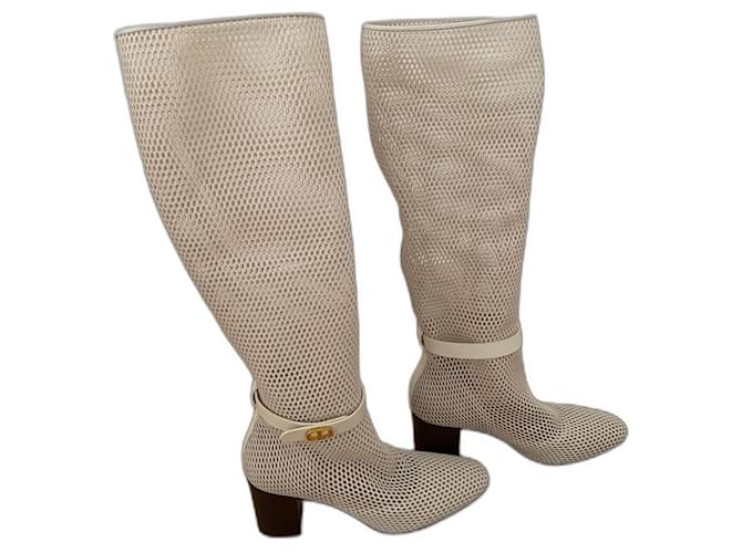 Christian Dior Dior boots Cream Leather  ref.566983