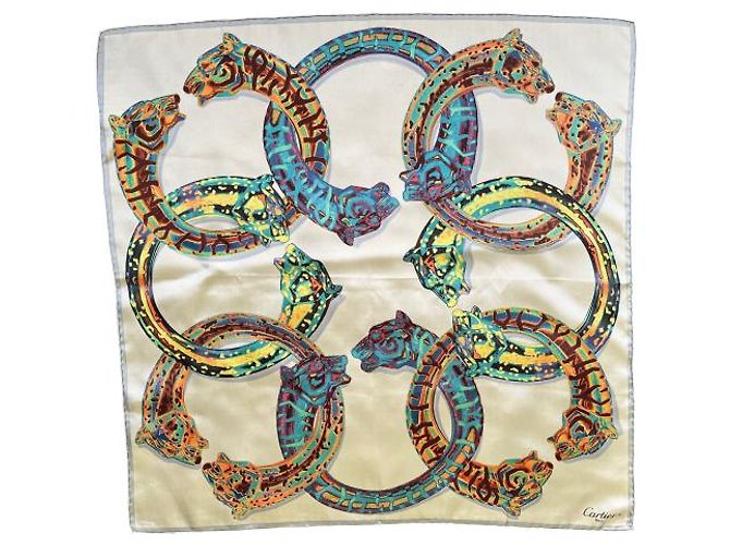 Sciarpa Cartier piccola 68 X 68 cm Beige Verde chiaro