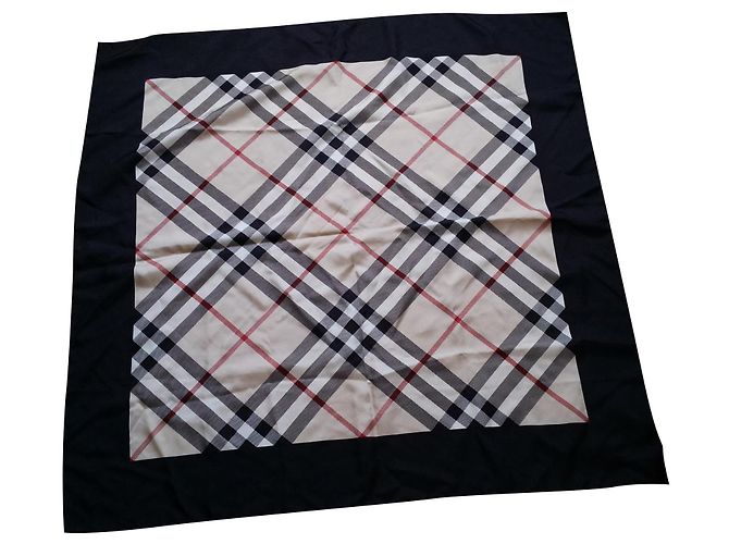 Burberry Seidenschal mit Check Print und schwarzer Kontur