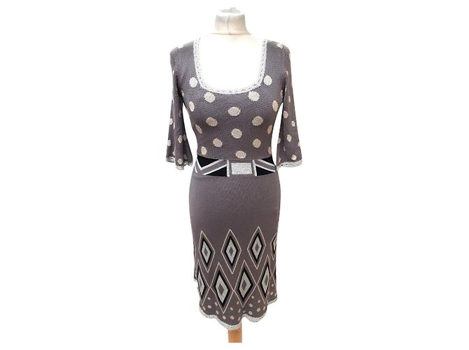 Temperley London Gestricktes Kleid aus Temperley-Seide Silber Mehrfarben