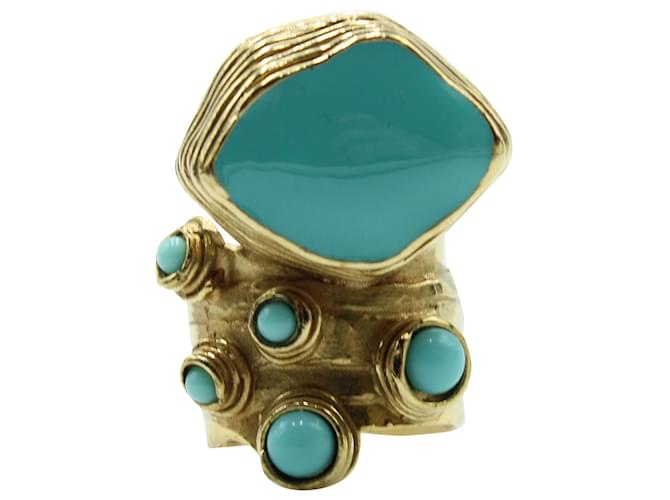 Yves Saint Laurent Turquoise Arty Ring Metal  ref.567691