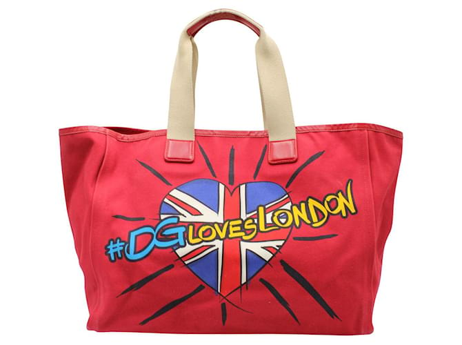 Dolce & Gabbana Lona roja #DGloveslondon Bolsa de tela Lienzo  ref.567713