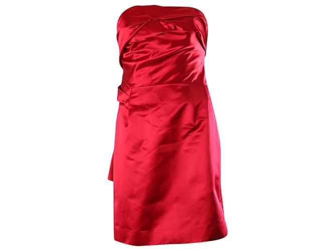 Céline Celine Drapiertes trägerloses Minikleid aus rotem Polyester  ref.567735