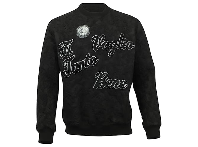 Dolce & Gabbana Pull Ti Voglio Tanto Bene Patch en Laine Noire  ref.567745