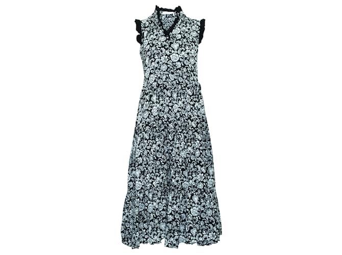 See by Chloé Black and White Printed Cotton Midi Dress  ref.567779