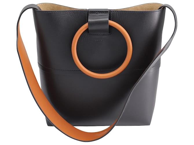 Theory Mini Hoop Tote Bag in Black Leather ref.567790 Joli Closet