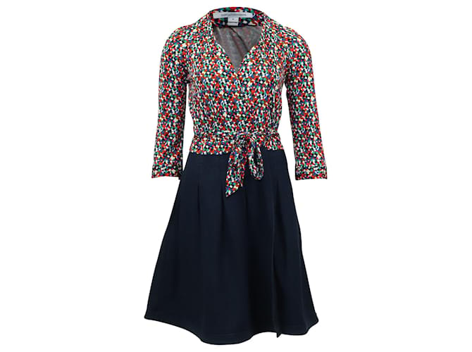 Diane Von Furstenberg Wrap Dress with Denim Skirt in Multicolor Viscose Multiple colors Cellulose fibre  ref.567800