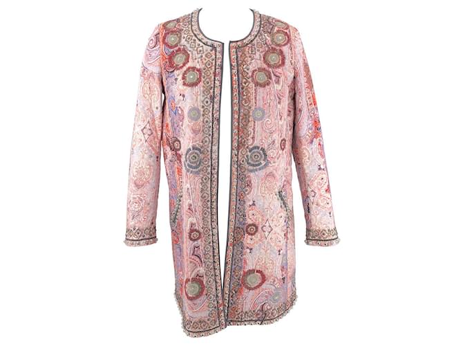 Isabel Marant embroidered jacket in pink cotton with leather trim and embellishments  ref.567828
