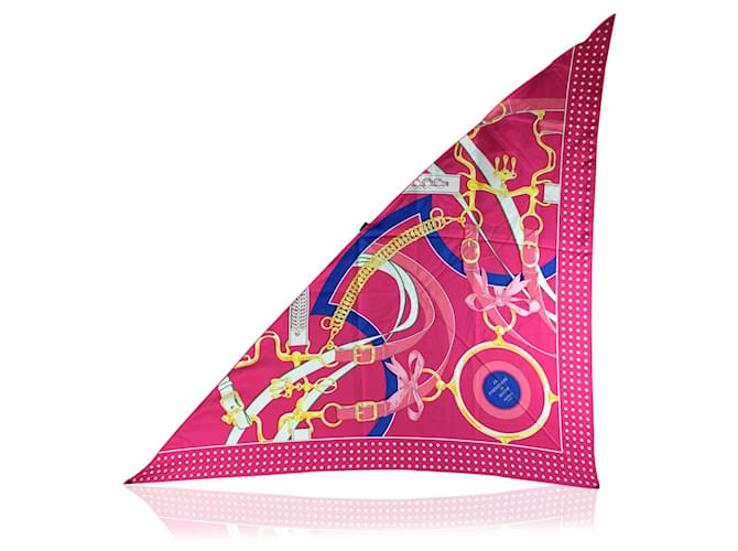 Hermès Hermes Pink Silk La Promenade du Matin Giant Triangle Scarf d'Origny Rosa Seda  ref.568313