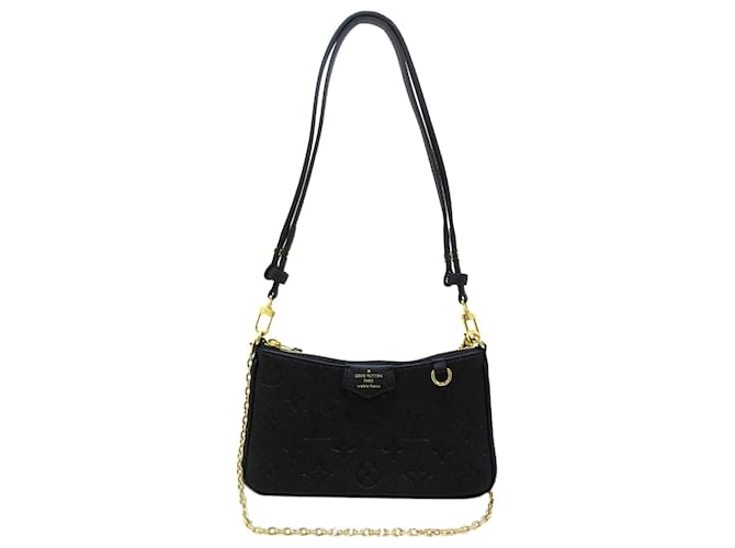 Easy pouch on strap leather handbag Louis Vuitton Black in Leather