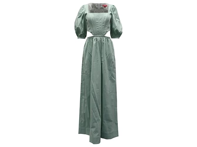 Staud Astro Cut Out Kleid aus pastellgrüner Baumwolle  ref.568523