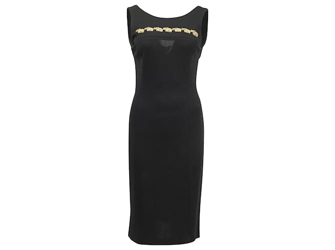 Escada by Margaretha Ley Sleeveless Elephant Embroidered Dress in Black Rayon Cellulose fibre  ref.568527