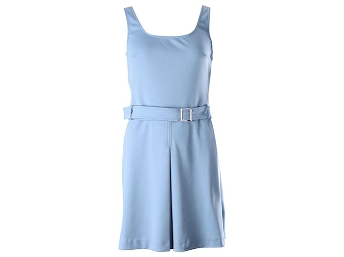 ワンピース MIU MIU LIGHT BLUE COTTON DRESS Miu Miu Logo Detailed Sleeveless Mini Dress In Blue | ModeSens
