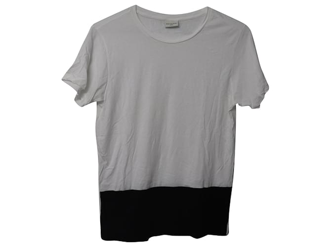 Dries Van Noten T-shirt color block en coton noir et blanc Multicolore  ref.568539
