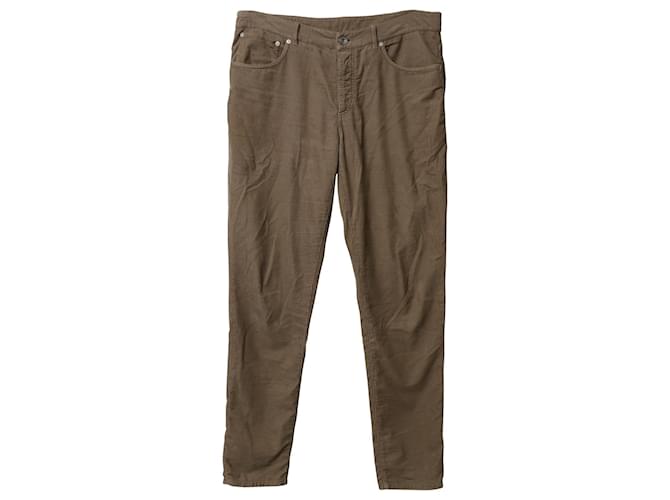 Brunello Cucinelli Slim-Fit Trousers in Brown Cotton Corduroy Velvet  ref.568548