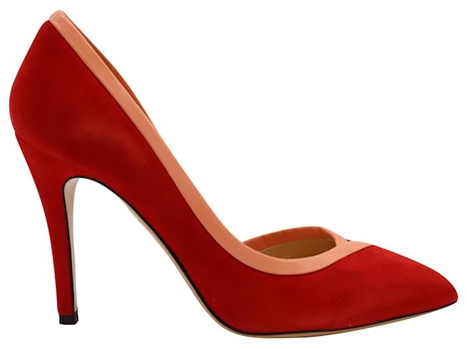 Sapatos pontiagudos Charlotte Olympia em camurça vermelha Vermelho Suécia  ref.568574