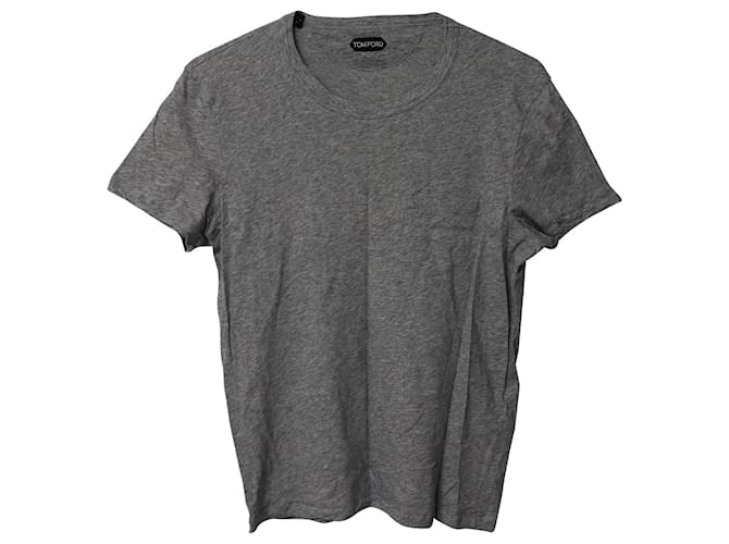 Tom Ford Short Sleeve T-Shirt in Grey Cotton  ref.568588