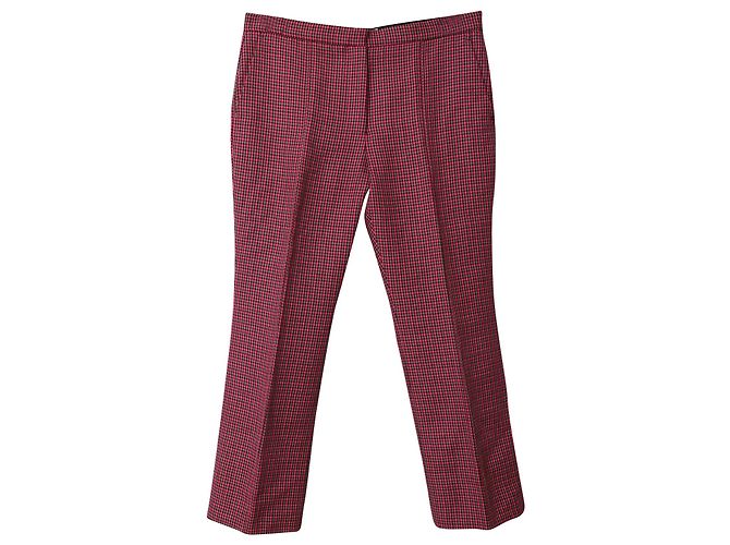MSGM Houndstooth Cropped Dress Pants in Red Fleece Wool