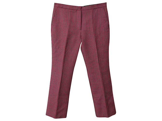 MSGM Houndstooth Cropped Dress Pants in Red Fleece Wool Synthetic  ref.568589