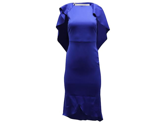 Autre Marque Antonio Berardi Cape Midi Dress in Blue Wool  ref.568592