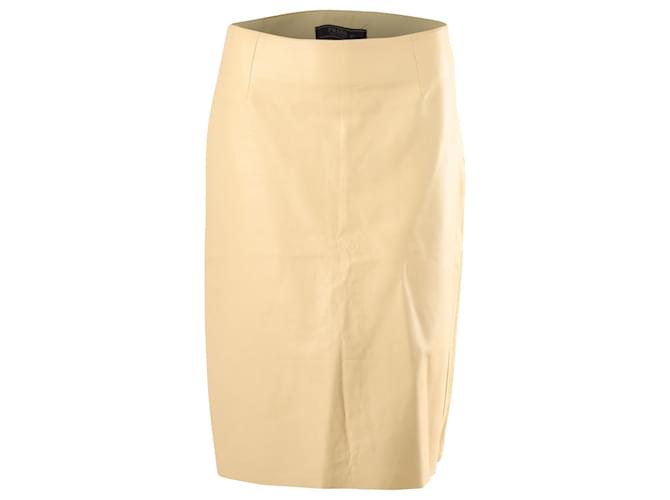 Prada Midi Skirt with Back Slit in  Yellow Leather  ref.568607
